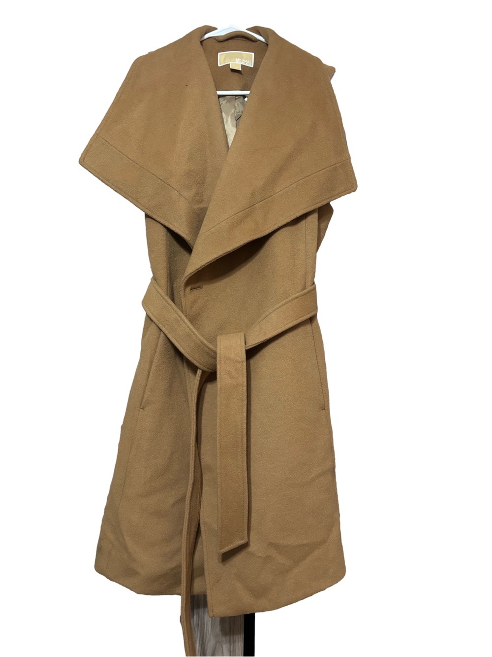 Michael Kors Camel Brown Wool Blend Duster Coat with Belt